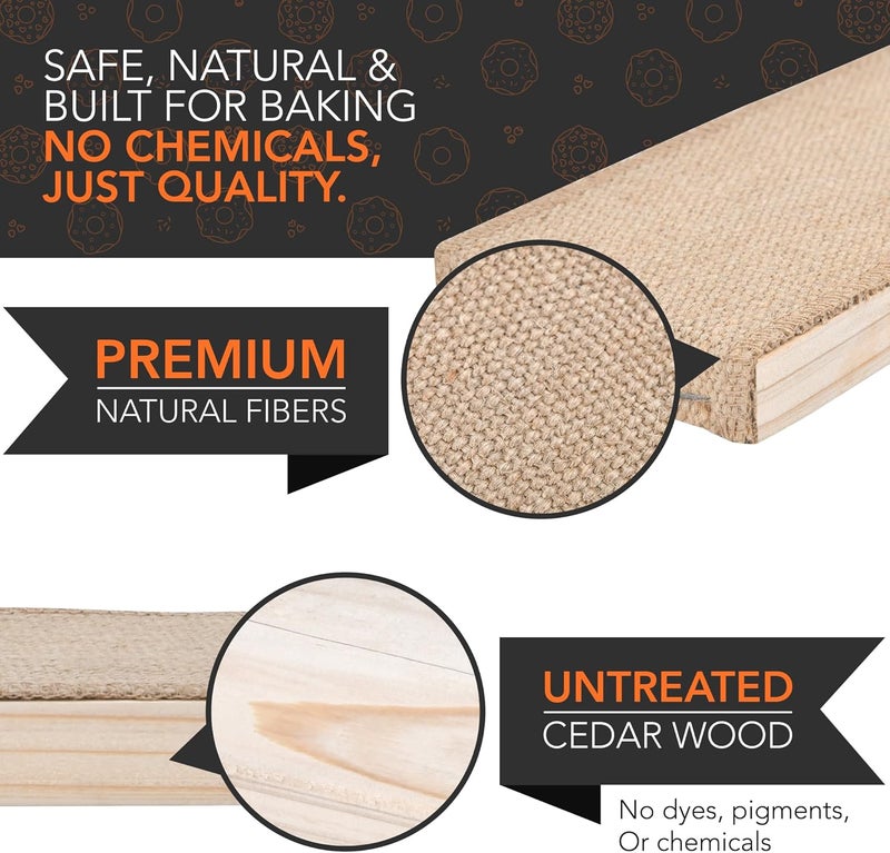 TRAITOOLS Bagel Baking Boards (3 Pack) | 15.7 x 3.5 x 0.8 Inch Burlap Covered Cedar Boards | Authentic Food Grade Cedar Baking Tray | Perfect Flip Boards for New York Style Bagels - Image 5